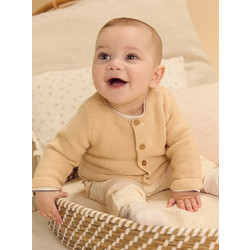 Βρεφική Ζακέτα για Νεογέννητα Beige Garter ΚΙΤΡΙΝΟ