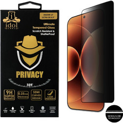 Idol 1991 Tempered Glass Xiaomi 17 Ultra 5G 6.9'' 9H 0.25mm Privacy Antispy Semi Curved Finger Unlock Full Glue BLACK