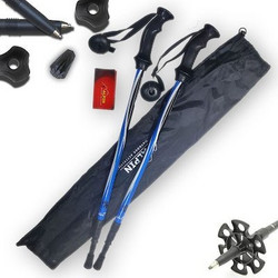 Μπατόν Πεζοπορίας τηλεσκοπικά Alpin Walkman II Anti-shock με θήκη μεταφοράς μπλε (2τμχ)