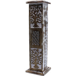 White Washed Incense Holder - Smoke Tower