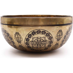 Tibetan Healing Engraved Bowl - 21cm - 5 Buddhas