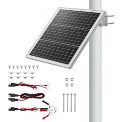 Φορτιστής μπαταρίας ηλιακού πάνελ VEVOR 20W 12V, Συντηρητής ηλιακού φορτιστή μπαταρίας με ενσωματωμένο χειριστήριο και ρυθμιζόμενη βάση στήριξης σε στύλο 0-60 IP67 για φράχτη πύλης και γκαζόν αγροκτήμ