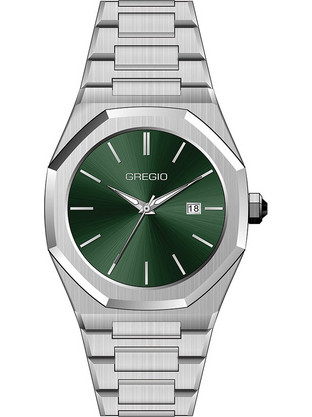 Gregio Octa Ανδρικό Ρολόι με Ασημί Μπρασελέ GM102011