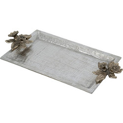 Artekko Branch Ασημί Μεταλλικός Δίσκος (47x24.8x6.4)cm D5573