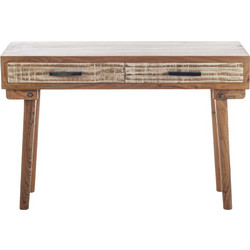 Artekko Console Κονσόλα Ξύλινη με 2 Συρτάρια Μελί Απόχρωση (118x40x78)cm