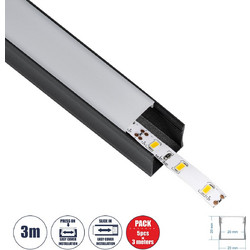 GLOBOSTAR ALP-LINEAR LIGHTLINE 70869-3M Επιφανειακό Προφίλ Αλουμινίου με Λευκό Γαλακτερό Πατητό Κάλυμμα για Ταινίες LED IP20 - Μαύρο & Λευκό - Μ300 x Π2.3 x Υ2cm - Πακέτο 5 Τεμαχίων