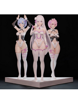 Φιγούρα Rem Emilia and Ram Re zero Standing 3D Printing Figurine 3D εκτυπωμένη