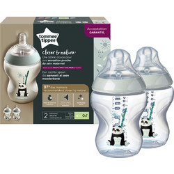 Tommee Tippee Closer To Nature Σετ Πλαστικά Μπιμπερό με Θηλή Σιλικόνης κατά των Κολικών 0m+ Pip The Panda 2x260ml