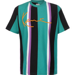 Karl Kani Ανδρική κοντομάνικη μπλούζα Signature Stripe Tee KKMQ32034TUR-TURQUOISE