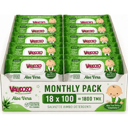 VALIDOSO ALOE Baby Wipes με καπακι MONTHLY PACK 18X100TMX (1800TMX)