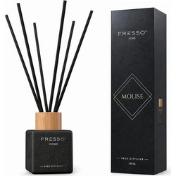 Fresso - Αρωματικό Χώρου με Στικ Molise 100 ml Premium Home Reed Diffuser με FlowScent, Μαύρο Γυάλινο Μπουκάλι και Μαύρα Στικ από Fiberglass - 1 Τεμ