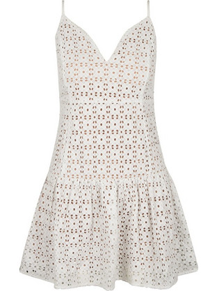 Michael Kors Eyelet Mini Καλοκαιρινό Καθημερινό Φόρεμα Λευκό MS381N18BK-100