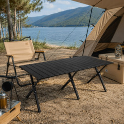Πτυσσόμενο Τραπέζι Camping Μεταλλικό Ορθογώνιο Μαύρο με Τσάντα Μεταφοράς 120x60x45cm - For Home