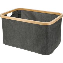 MRShome Καλάθι Αποθήκευσης Polyester με Bamboo 45x30x24.5cm Deep Grey MRShome DF-0072000