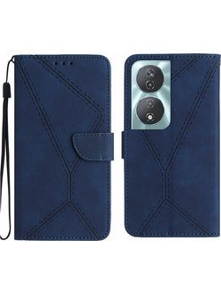 Tel1 Honor X7Β 4G / X7B 5G / Honor 90 Stitching Embossed Θήκη Βιβλίο - Blue