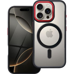 Forcell iPhone 15 Pro Max MagSafe Color Edge Θήκη Με Πλαίσιο Σιλικόνης Διάφανη - Black Red