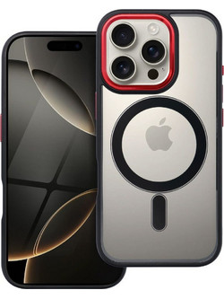 Forcell iPhone 15 Pro Max MagSafe Color Edge Θήκη Με Πλαίσιο Σιλικόνης Διάφανη - Black Red