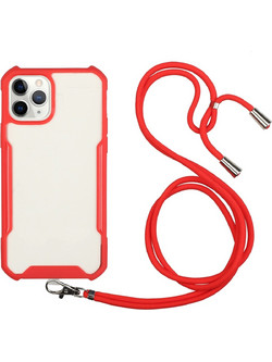 Forcell Θήκη με Πλαίσιο Σιλικόνης και Λουράκι Red (iPhone 11 Pro)