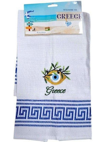 Πετσέτα ποτηρόπανο Souvenir με κέντημα - Σετ 12pcs - Greece - 416013