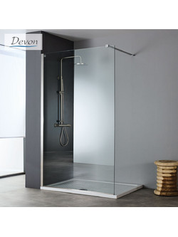 Διαχωριστικό Ντους Devon Iwis Walk In 50X200 cm με Inox Brushed Ματ Πλαίσιο IW 50C-111 Διάφανο με Κρύσταλλο Ασφαλείας Clean Glass 8mm