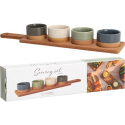 Σετ Σερβιρίσματος Excellent Houseware με 4 κεραμικά μπoλ και δίσκο - 5 τεμάχια