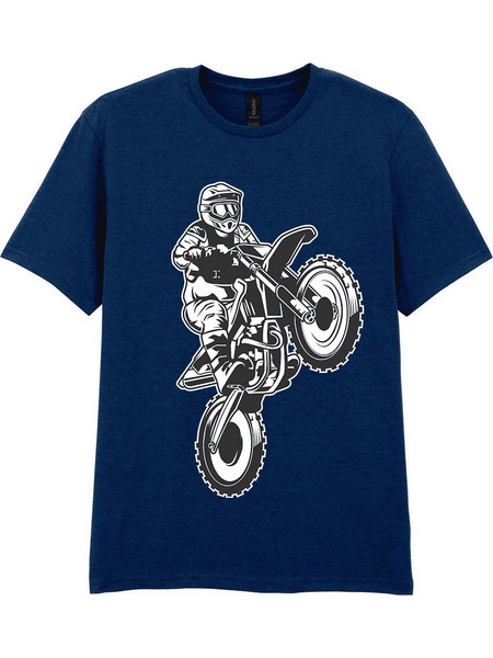 Motocross unisex T-shirt ενηλίκων ΣΚΟΥΡΟ ΜΠΛΕ