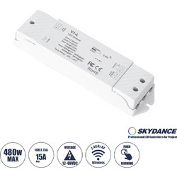 GLOBOSTAR(R) 71568 SKYDANCE V1-L CORE Dimmer 1CH DC 12-48V 15A 480W Max IP20 - Push Dimming + RF 2.4GHz - M17.5xΠ4.5xΥ2.7cm