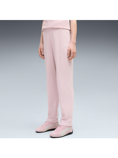PUMA ESS Elevated High Waist Straight Leg Rib Pants Παιδικό Παντελόνι σε Ροζ Χρώμα