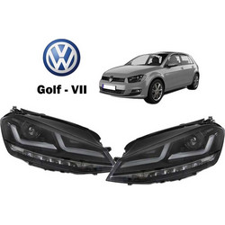 Μπροστινά Φανάρια Set Για Vw Golf VII (7) 12-17 DRL Full Led Halogen Version Black LEDHL103-BK Osram Ledriving