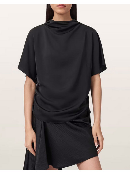 ALL SAINTS LESLIE TOP W024PD-BLACK Black