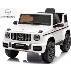 Ηλεκτρικό παιδικό αυτοκίνητο Mercedes benz G63 AMG Πρωτότυπο με MP3 12V White με δερμάτινα καθίσματα και ελαστικά τύπου αυτοκινήτου