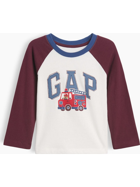 Νηπιακή babyGap Μπλούζα με Λογότυπο και Colorblock Εφέ tuscan red
