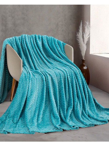 Κουβέρτα Jacquard Flannel Υπέρδιπλη 220x240 Harmonie Rythmos - Τιρκουάζ