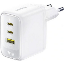 Baseus EnerFill FE22 Φορτιστής χωρίς Καλώδιο με Θύρα USB-A & 2 Θύρες USB-C 70W Quick Charge 3.0 & Power Delivery White