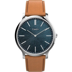 Timex City Ανδρικό Ρολόι με Καφέ Δερμάτινο Λουράκι TW2V43400