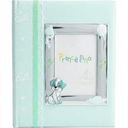 Παιδικό άλμπουμ Prince Silvero 20x25cm με κορνίζα 9x13cm ασημένια με σκυλάκι MA/A160M-C