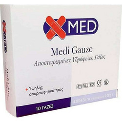 Medisei X-Med Medi Gauze Αποστειρωμένες Υδρόφιλες Γάζες 4.8x4.8cm 10τμχ