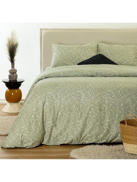 Melinen Σετ Σεντόνια King Size Φανελένια με Λάστιχο 180x200+32 Winter Line Neva Olive