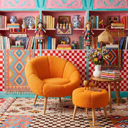 HomeMarkt Σετ Πολυθρόνα Μπερζέρα & Πουφ 2 Τεμάχια Orange Lida 666Hac5105 (75x100x42)