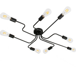 GLOBOSTAR(R) LIBERTA 00840 Μοντέρνο Φωτιστικό Οροφής με Ντουί 8 x E27 AC 220-240V IP20 - Μαύρο - Μ102 x Π72 x Υ10.5cm