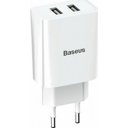 Baseus Φορτιστής Χωρίς Καλώδιο με 2 Θύρες USB-A 10.5W White CCFS-R02