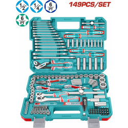 Total THKTHP61497 Κασετίνα Καρυδάκια1/4"-1/2" & Εργαλεία Χειρός 149 Τεμάχια