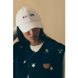 Maison Labiche Beaumont Love Γυναικείο Καπέλο Jockey Κοτλέ Λευκό AAABEAUMONAMOUR