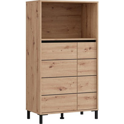 Βιτρίνα Marron 2K2V Pop 135 Artisan-Μαύρο Ματ 74x40x135Εκ Fylliana