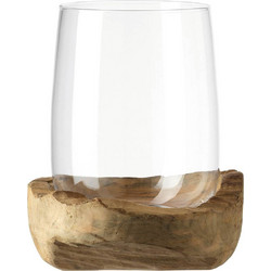 Κηροπήγιο Terra 084409L 27cm Natural-Clear Leonardo Ξύλο