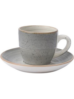 ΣΕΤ 6 ΦΛΙΤΖΑΝΙΑ ΚΑΦΕ STONEWARE 90ml ΣΕ ΓΚΡΙ ΧΡΩΜΑ