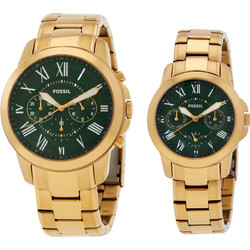 Fossil Grant Chronograph Ανδρικό Ρολόι Χρονογράφος Quartz με Πράσινο Καντράν FS6201SET