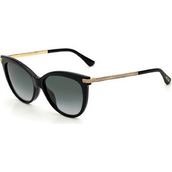 Jimmy Choo Axelle/G/S 807/9O Γυναικεία Γυαλιά Ηλίου Στρογγυλά Κοκάλινα Μεταλλικά Ασημί Μαύρα με Μαύρο Polarized Φακό