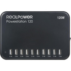RealPower 10x USB Charging Station Black 120W