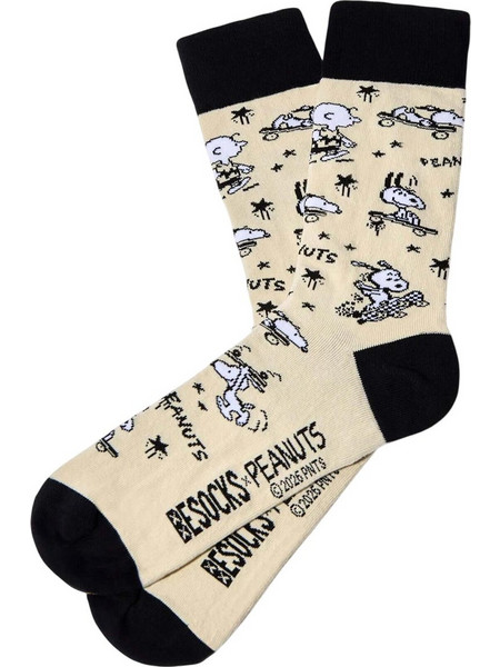 Besocks Snoopy Skate Ανδρικές Κάλτσες Ψηλές με Σχέδια Μπεζ 648078